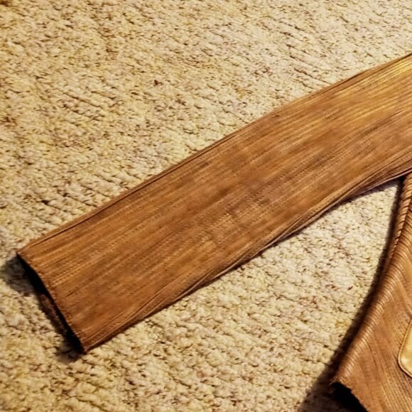 NEWPORT NEWS Vintage WOMEN’S LEATHER JACKET BROWN Shimmer VERY NICE & Stretchy! - Picture 12 of 16